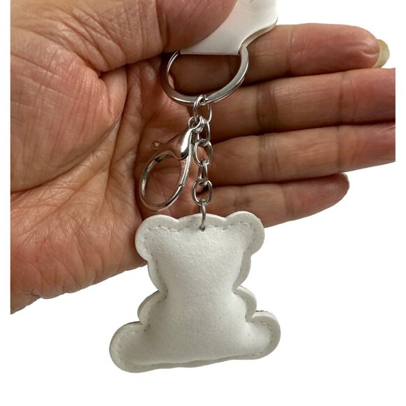 Sparkly Teddy Bear Keychain With Rhinestones & Red Heart - Picture 7 of 8